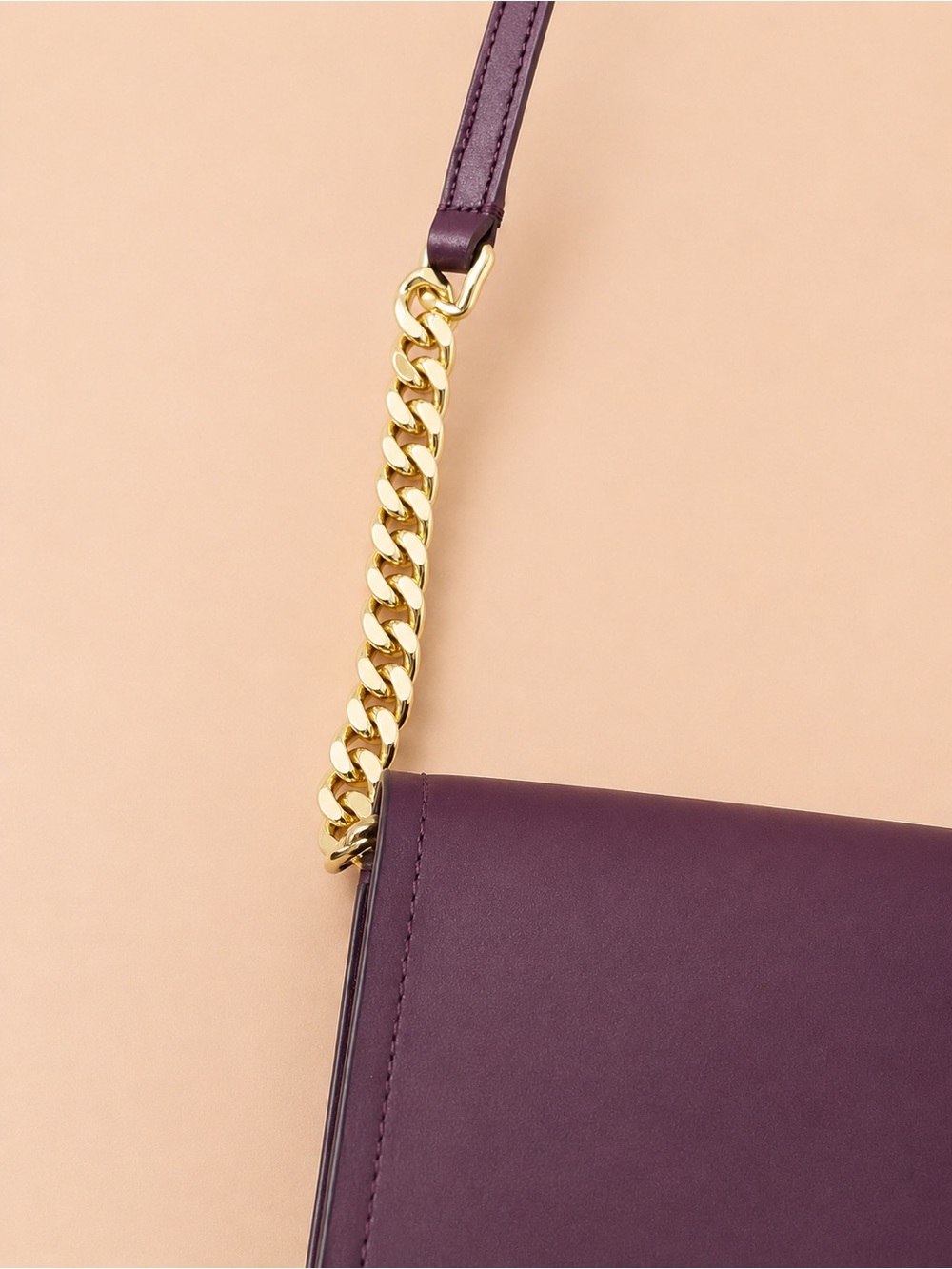 Kate Spade New York Plum Leather Shoulder Bag Gold Chain Burgundy Purse - Picture 4 of 7